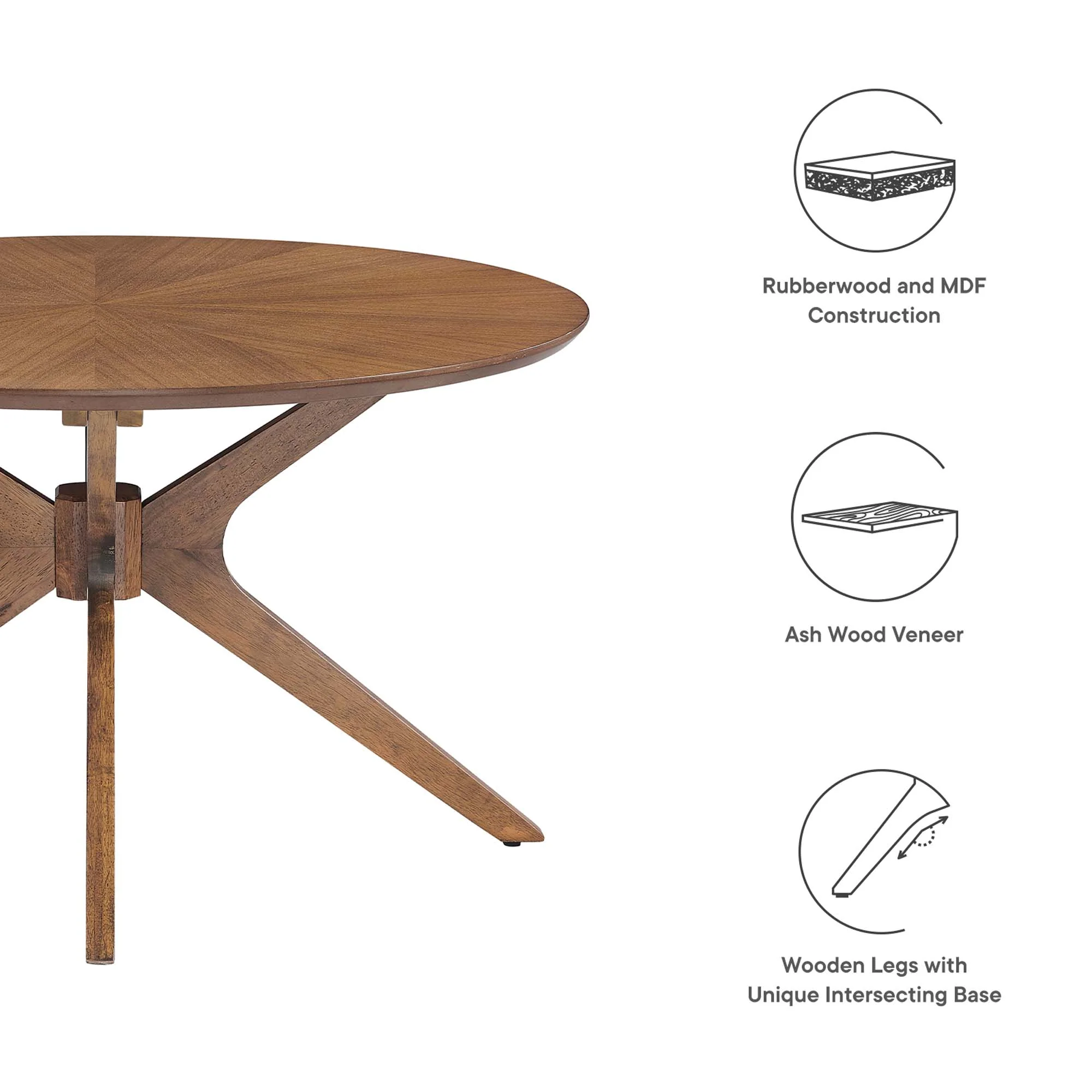 Crossroads Round Wood Coffee Table by Modway - Image 3