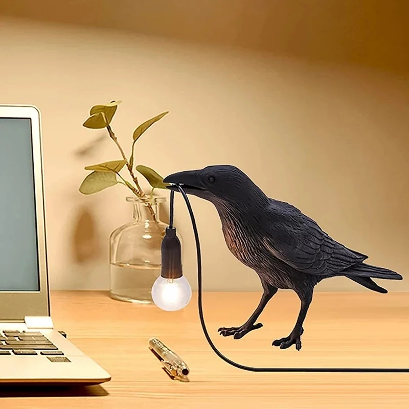 Crow Bird Wall Lamp – Resin Bedside Night Light for Bedroom & Living Room Decor