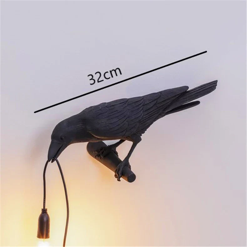 Crow Bird Wall Lamp – Resin Bedside Night Light for Bedroom & Living Room Decor - Image 10