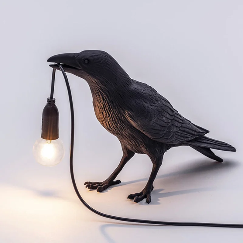 Crow Bird Wall Lamp – Resin Bedside Night Light for Bedroom & Living Room Decor - Image 3