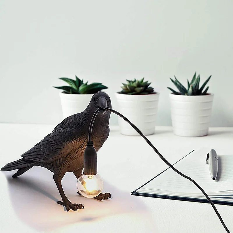 Crow Bird Wall Lamp – Resin Bedside Night Light for Bedroom & Living Room Decor - Image 4
