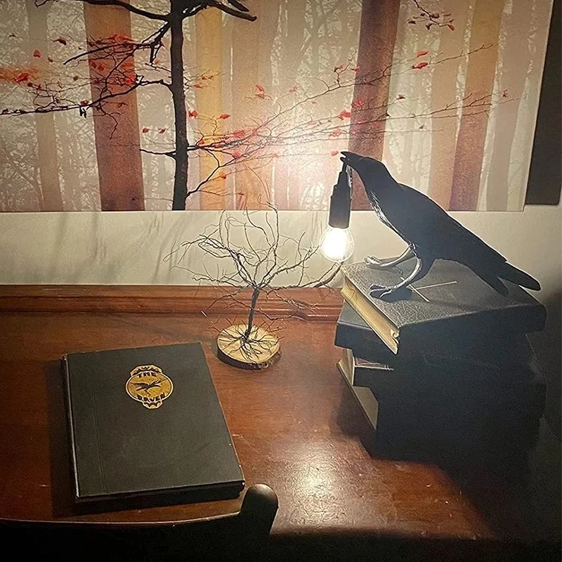 Crow Bird Wall Lamp – Resin Bedside Night Light for Bedroom & Living Room Decor - Image 6