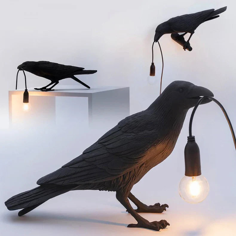 Crow Bird Wall Lamp – Resin Bedside Night Light for Bedroom & Living Room Decor - Image 7
