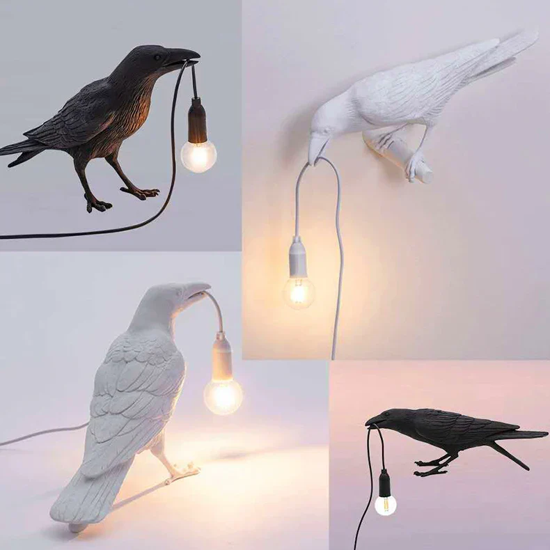 Crow Bird Wall Lamp – Resin Bedside Night Light for Bedroom & Living Room Decor - Image 8
