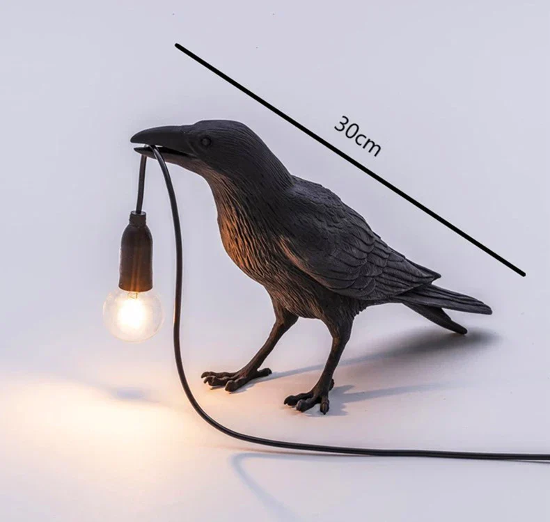 Crow Bird Wall Lamp – Resin Bedside Night Light for Bedroom & Living Room Decor - Image 9