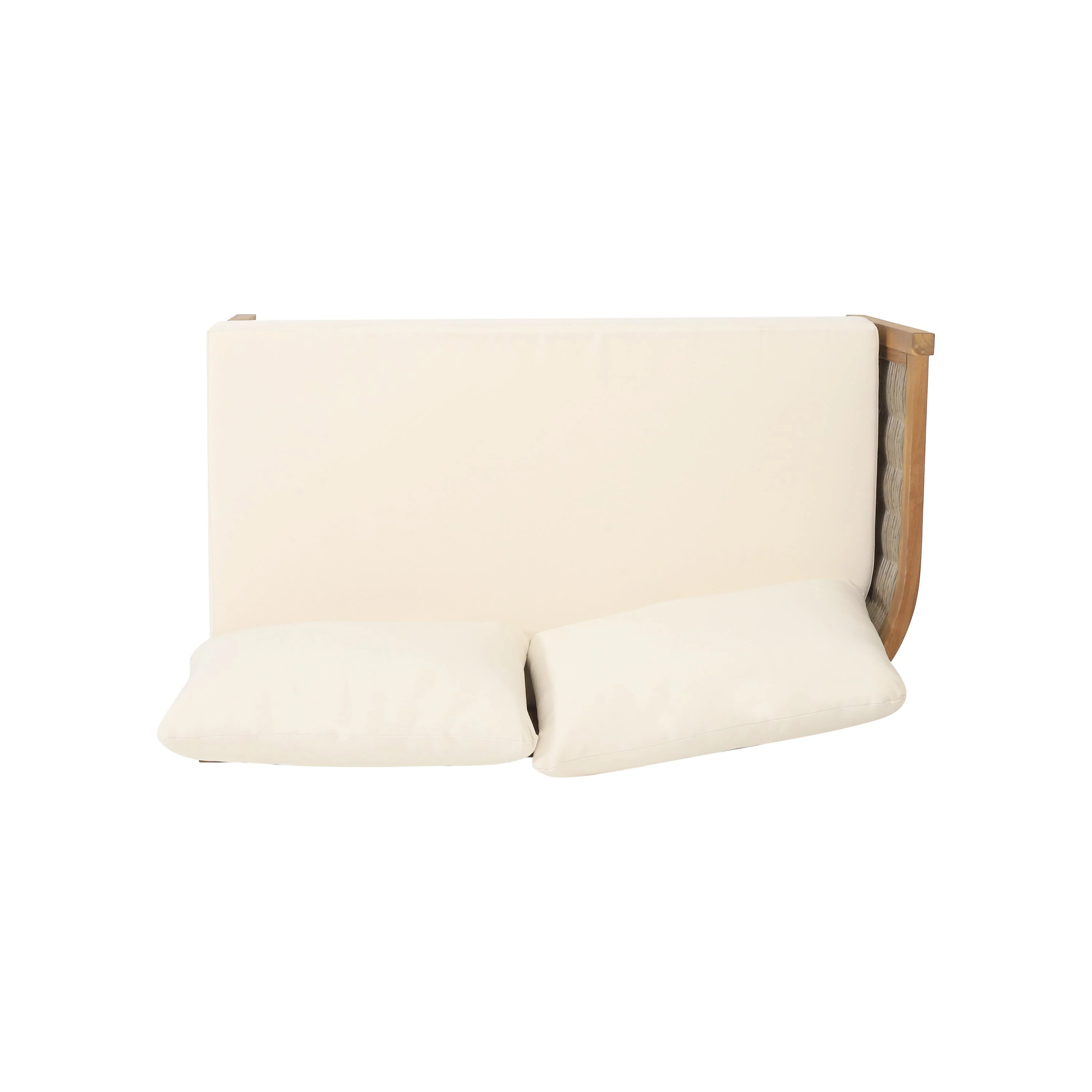 Crowne 4-Pcs Sofa Conversation Set with Beige Cushion, Teak - Image 10