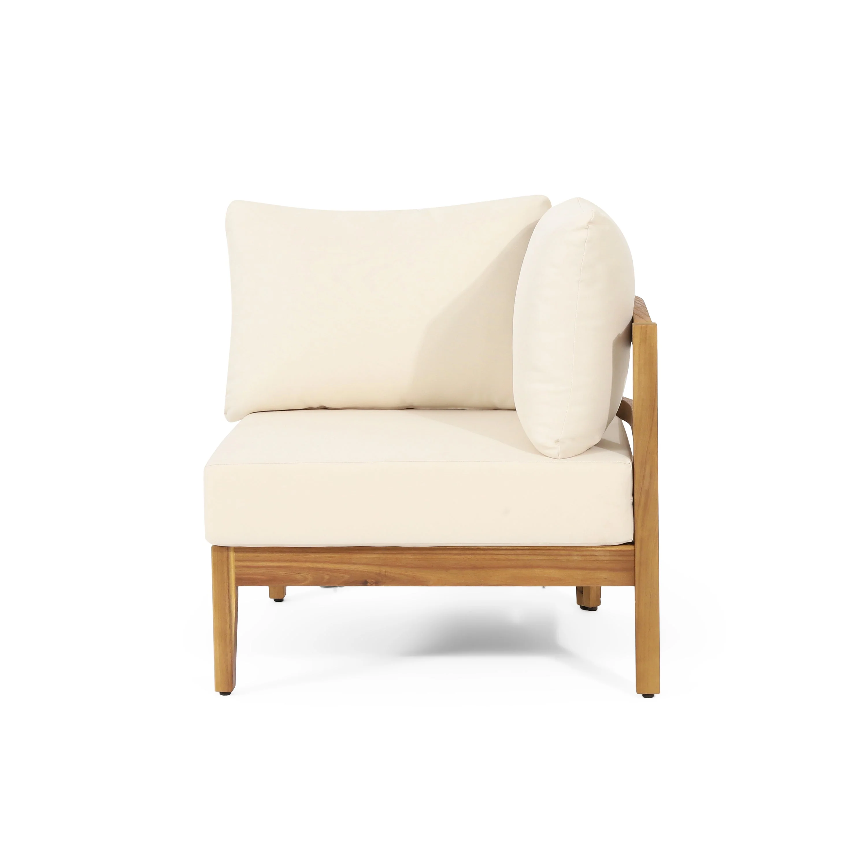 Crowne 4-Pcs Sofa Conversation Set with Beige Cushion, Teak - Image 11
