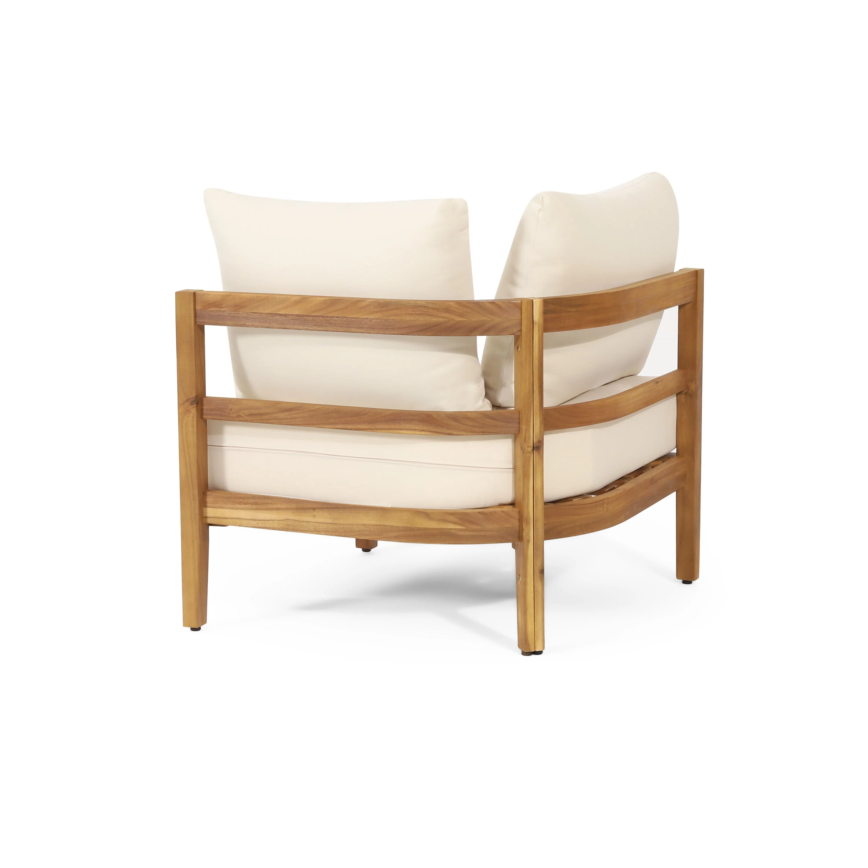Crowne 4-Pcs Sofa Conversation Set with Beige Cushion, Teak - Image 12