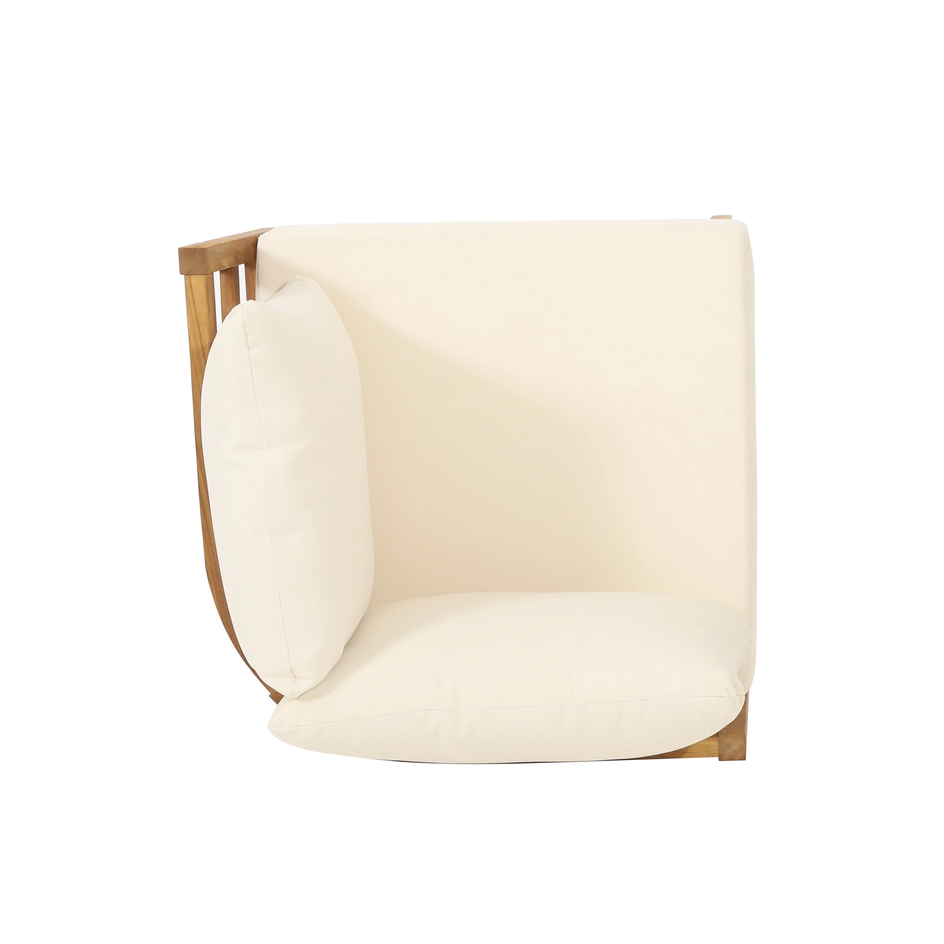 Crowne 4-Pcs Sofa Conversation Set with Beige Cushion, Teak - Image 13