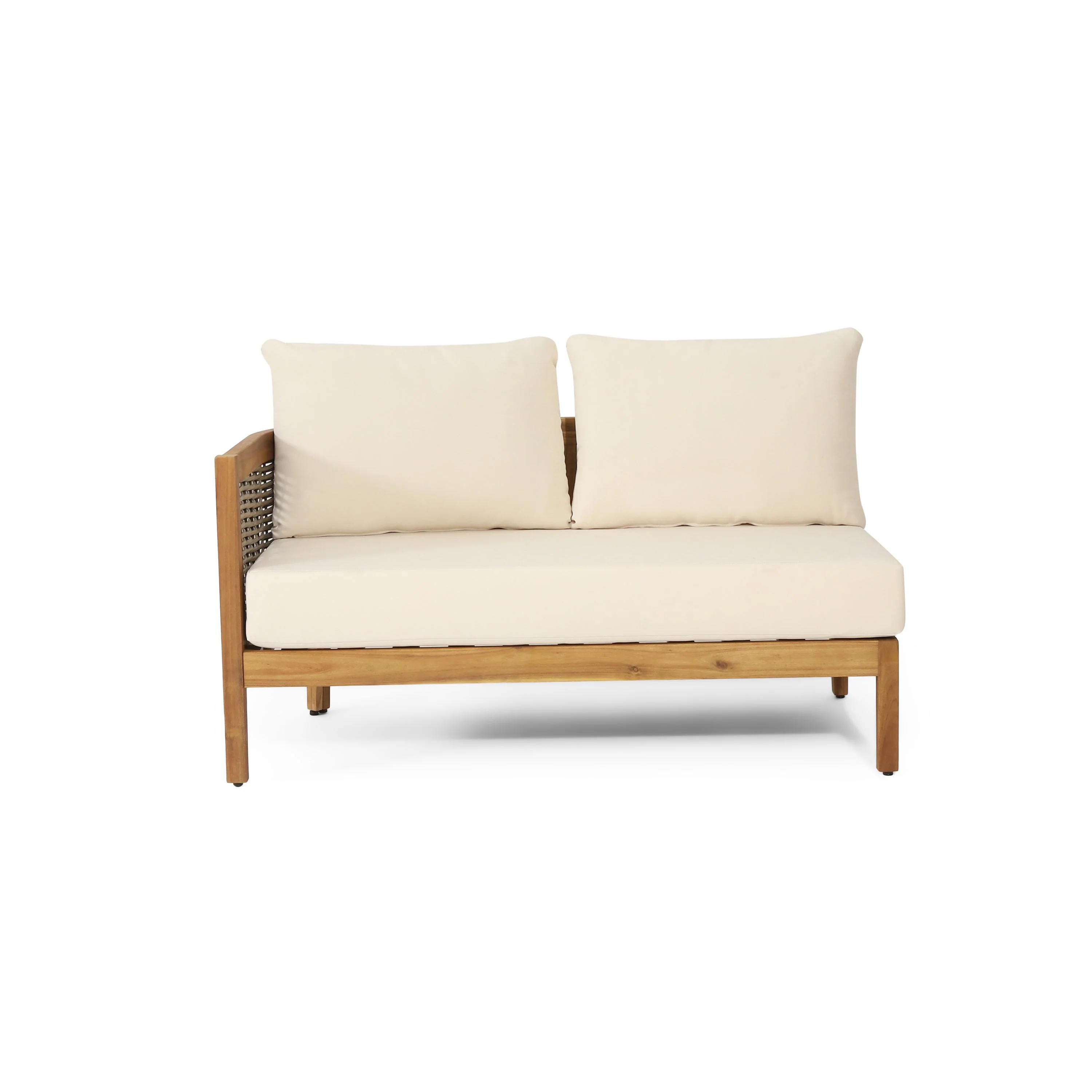 Crowne 4-Pcs Sofa Conversation Set with Beige Cushion, Teak - Image 4