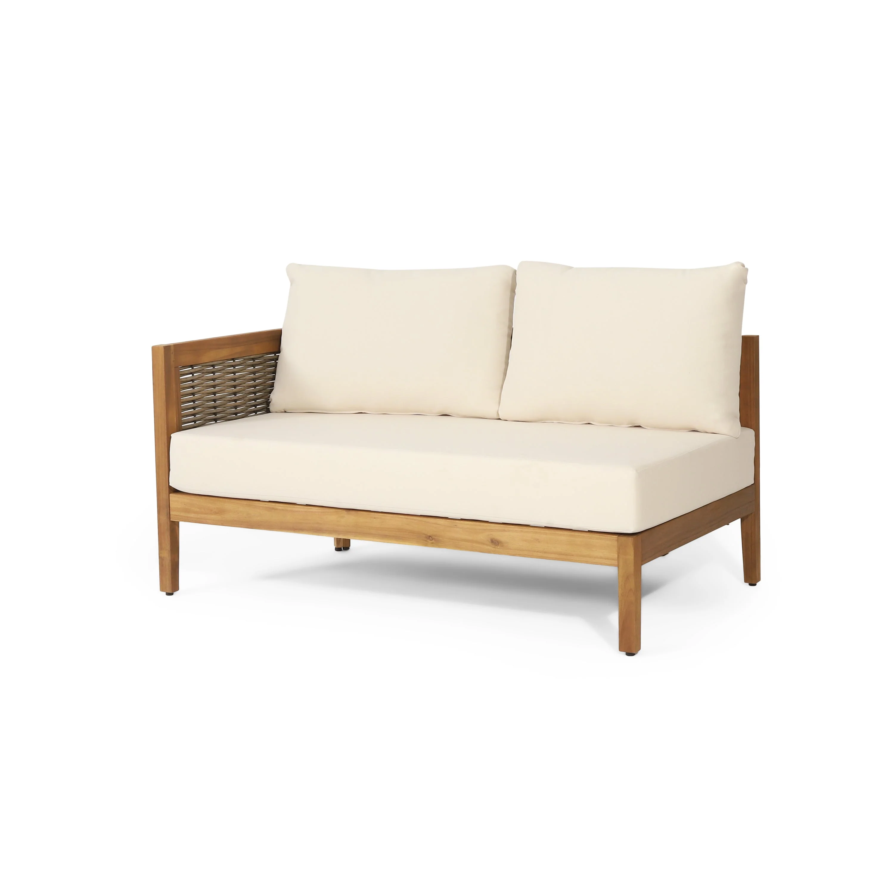 Crowne 4-Pcs Sofa Conversation Set with Beige Cushion, Teak - Image 5