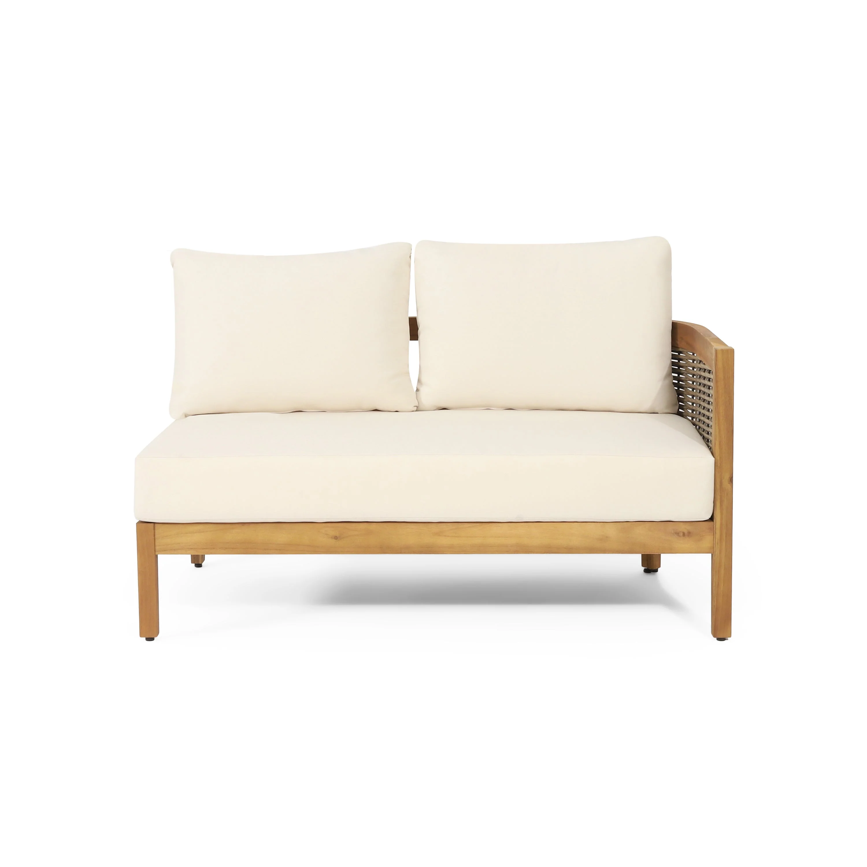 Crowne 4-Pcs Sofa Conversation Set with Beige Cushion, Teak - Image 6