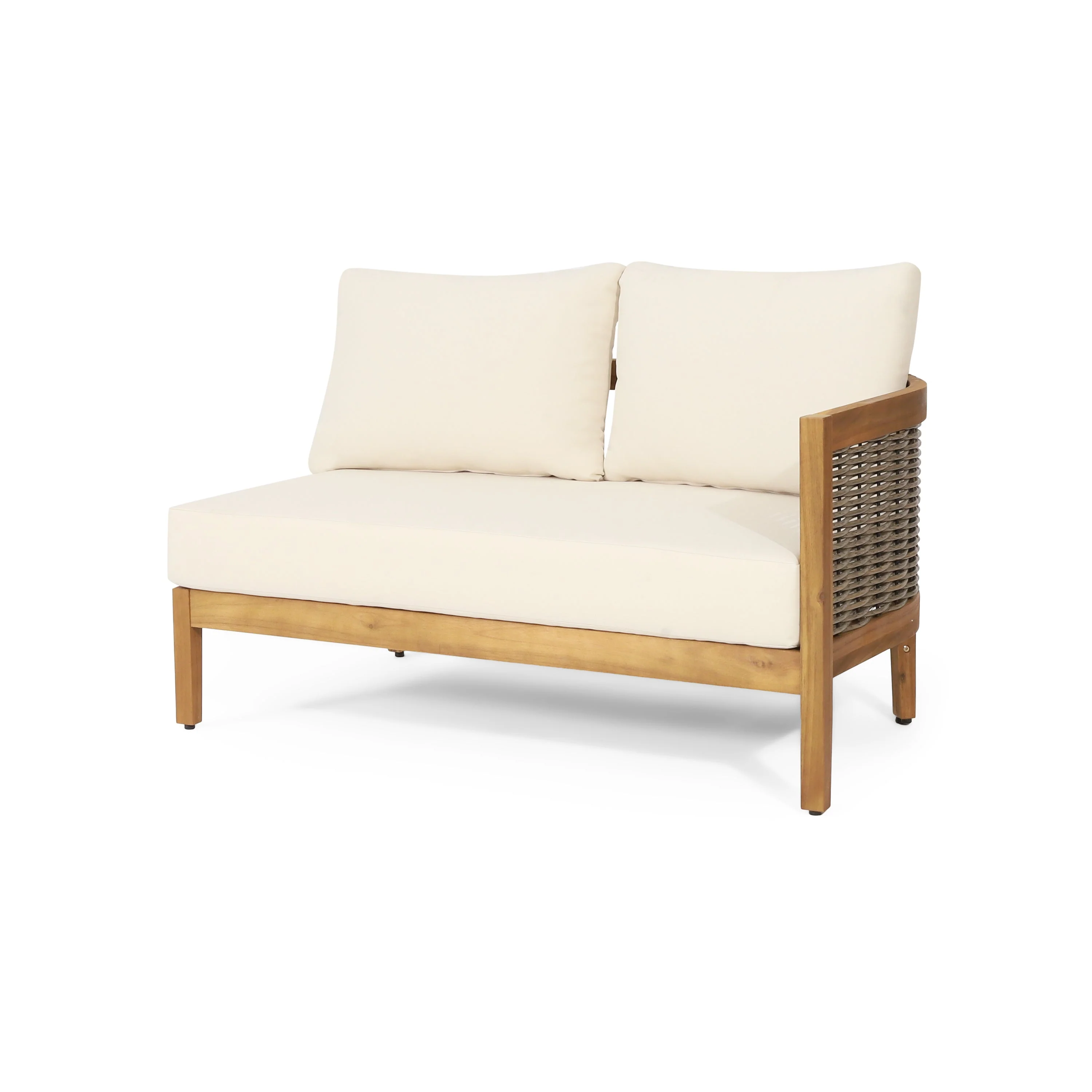 Crowne 4-Pcs Sofa Conversation Set with Beige Cushion, Teak - Image 7