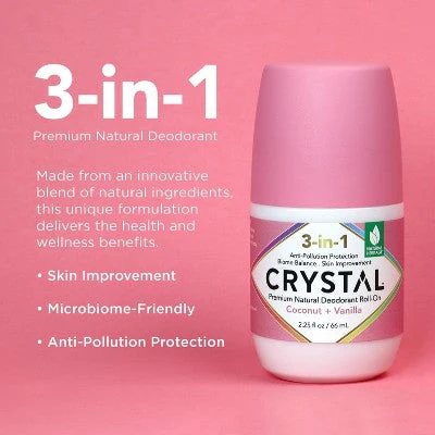 Crystal 3-in-1 Natural Mineral Roll-On Deodorant Coconut + Vanilla 2.25 fl oz - Image 4