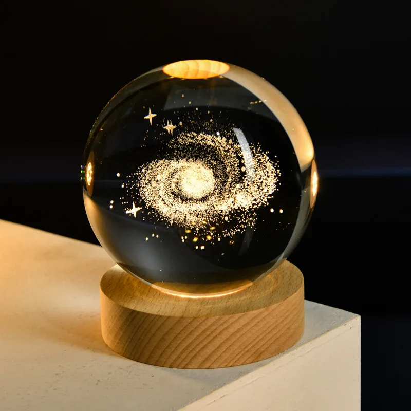 Crystal Ball Night Light USB Laser Engraved LED Lamp Gift for Bedroom Decor - Image 10