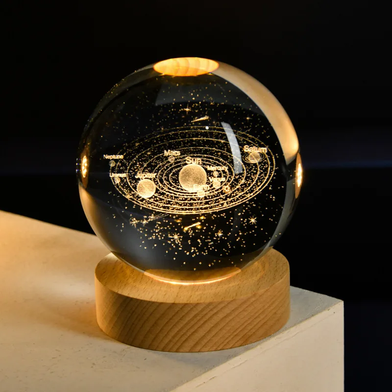 Crystal Ball Night Light USB Laser Engraved LED Lamp Gift for Bedroom Decor - Image 12