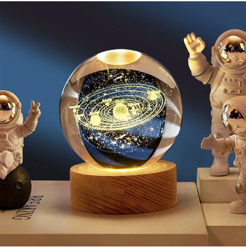 Crystal Ball Night Light USB Laser Engraved LED Lamp Gift for Bedroom Decor - Image 3