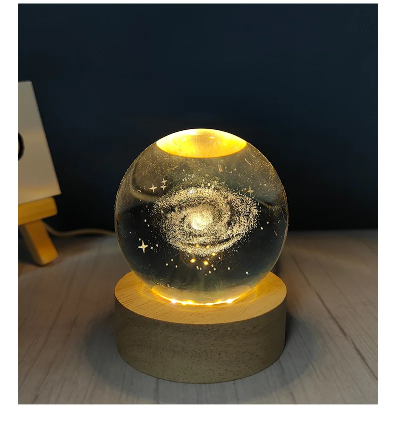 Crystal Ball Night Light USB Laser Engraved LED Lamp Gift for Bedroom Decor - Image 7