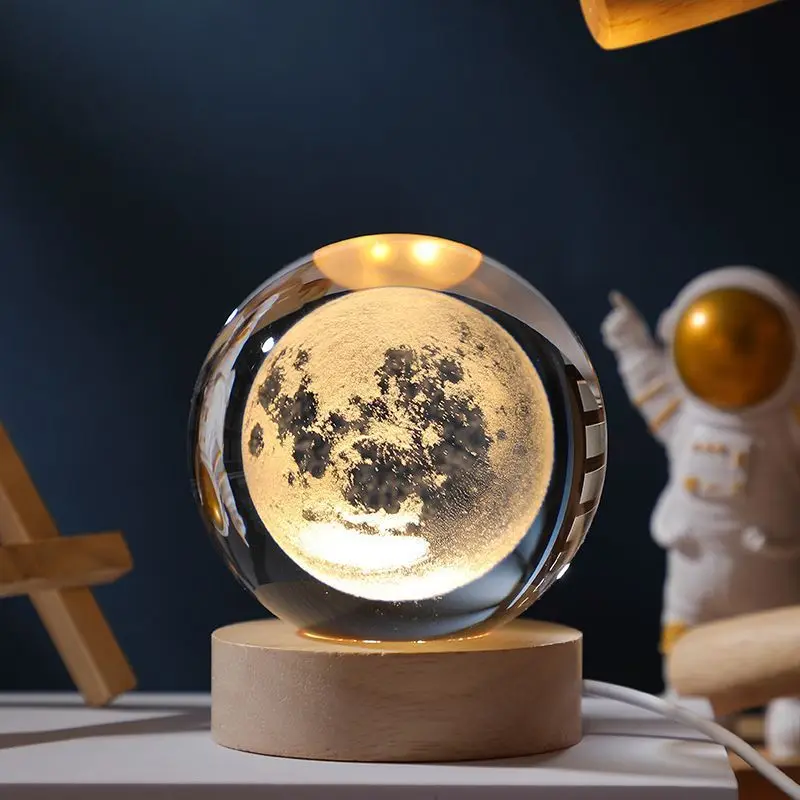 Crystal Ball Night Light USB Laser Engraved LED Lamp Gift for Bedroom Decor - Image 9