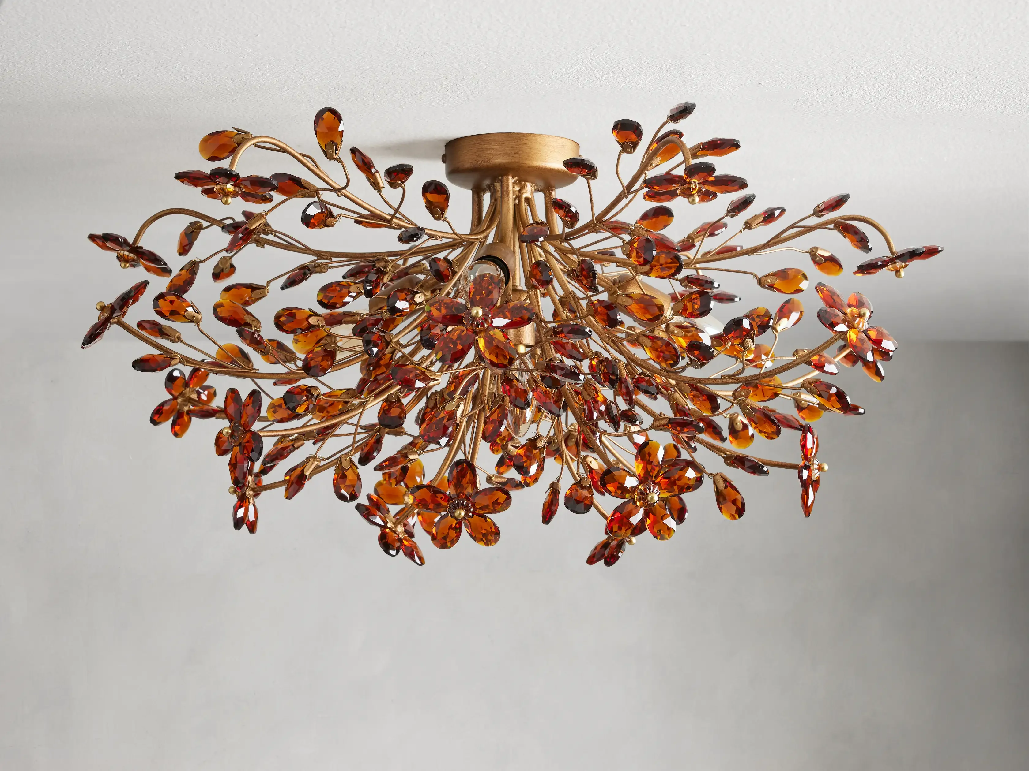 Crystal Floral Chandelier 28" 4-Light E12 Iron Ceiling Fixture - Image 11