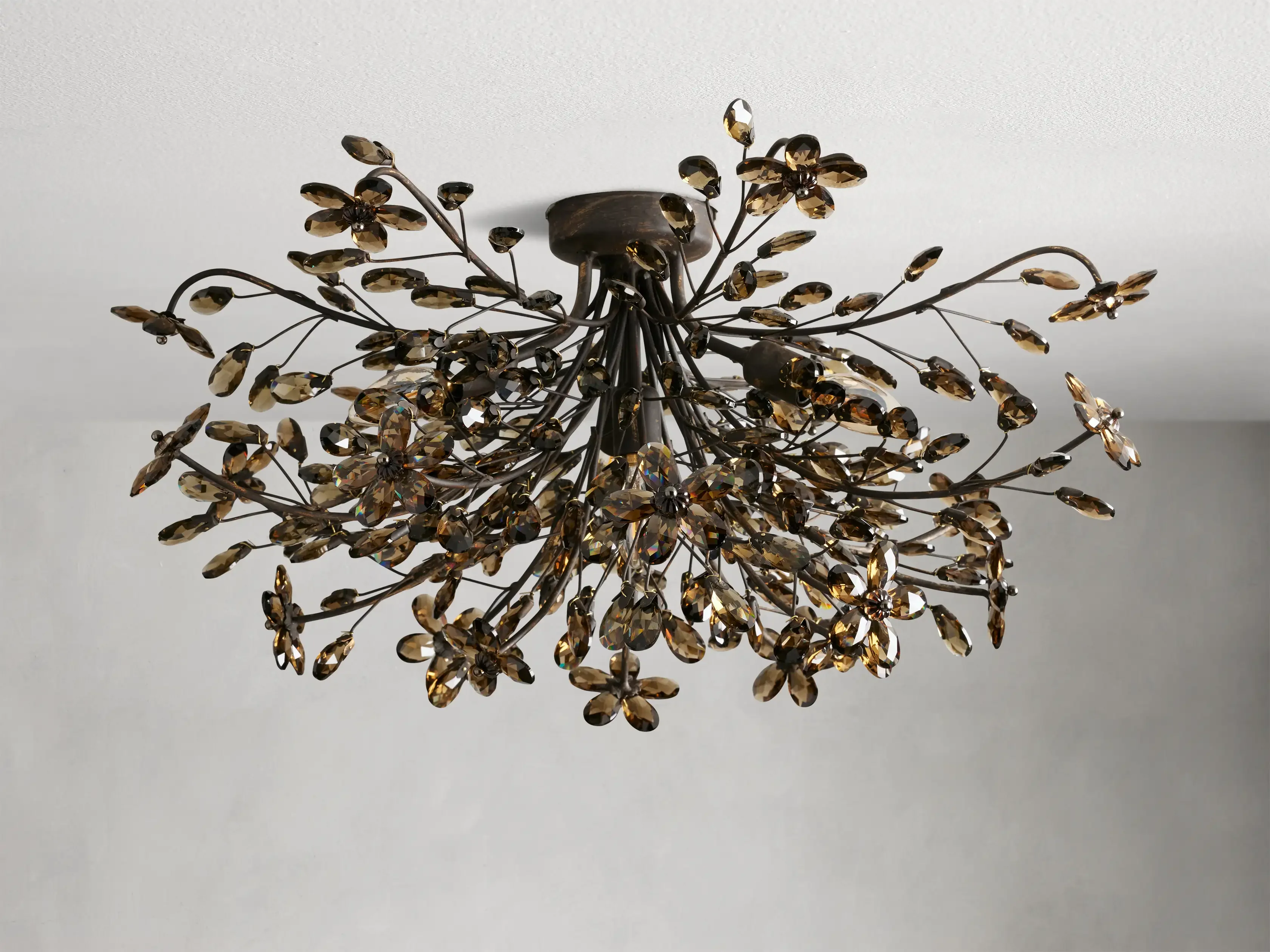 Crystal Floral Chandelier 28" 4-Light E12 Iron Ceiling Fixture - Image 15