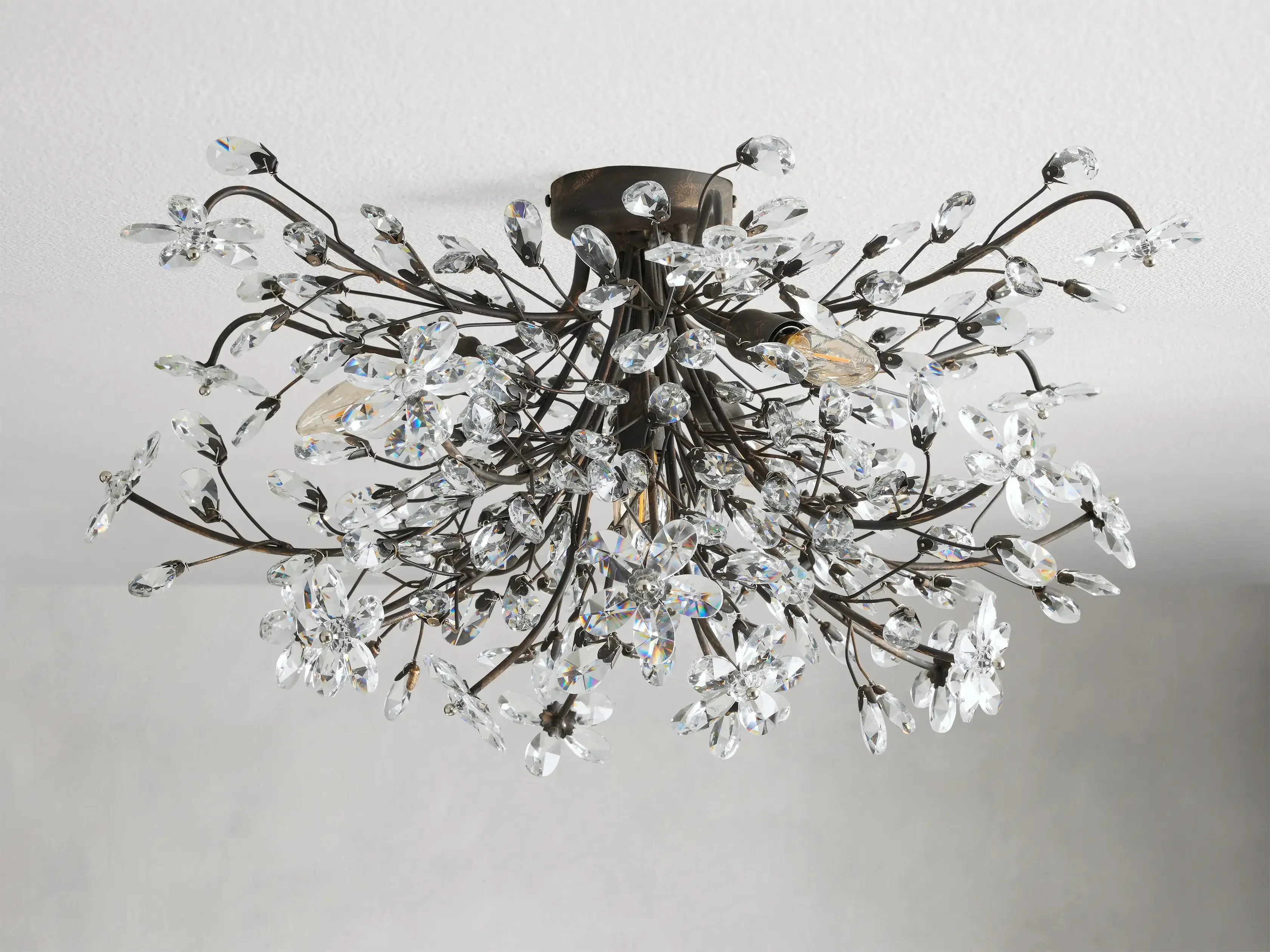 Crystal Floral Chandelier 28" 4-Light E12 Iron Ceiling Fixture - Image 17