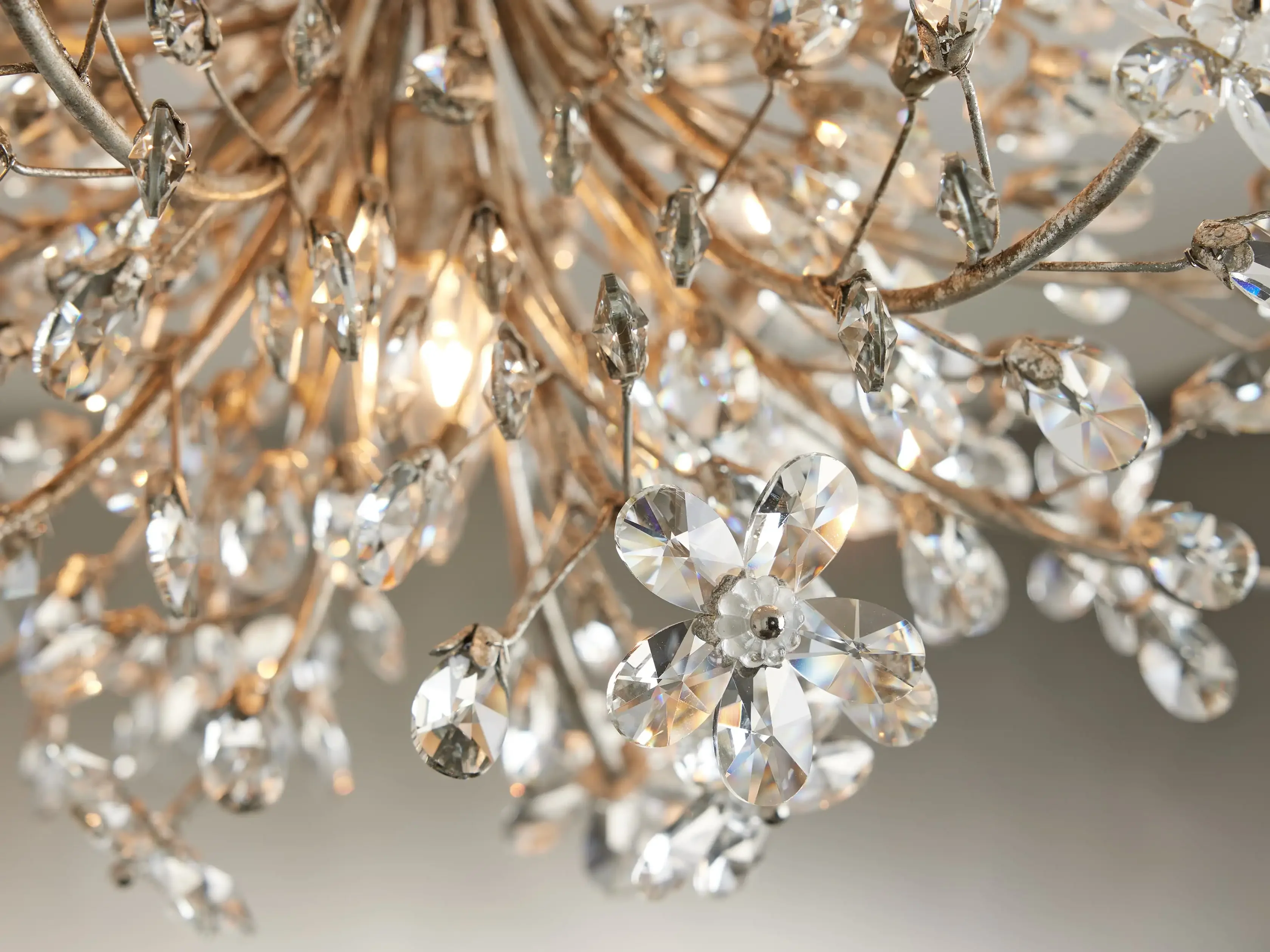 Crystal Floral Chandelier 28" 4-Light E12 Iron Ceiling Fixture - Image 6