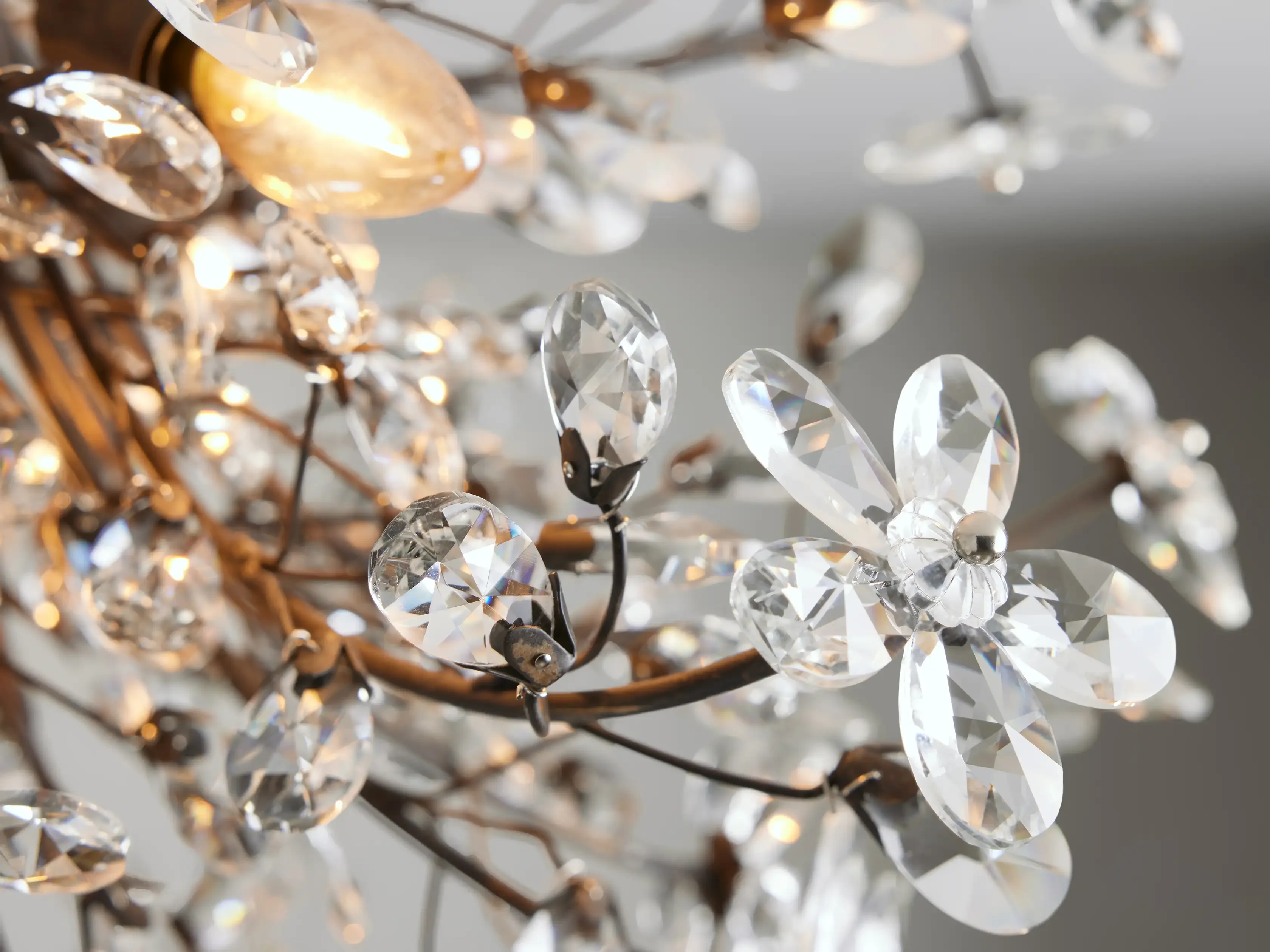 Crystal Floral Chandelier 28" 4-Light E12 Iron Ceiling Fixture - Image 8