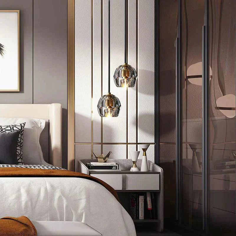 Crystal Globe Pendant Light G9 Brass Mini Ceiling Hanging Lamp - Image 10