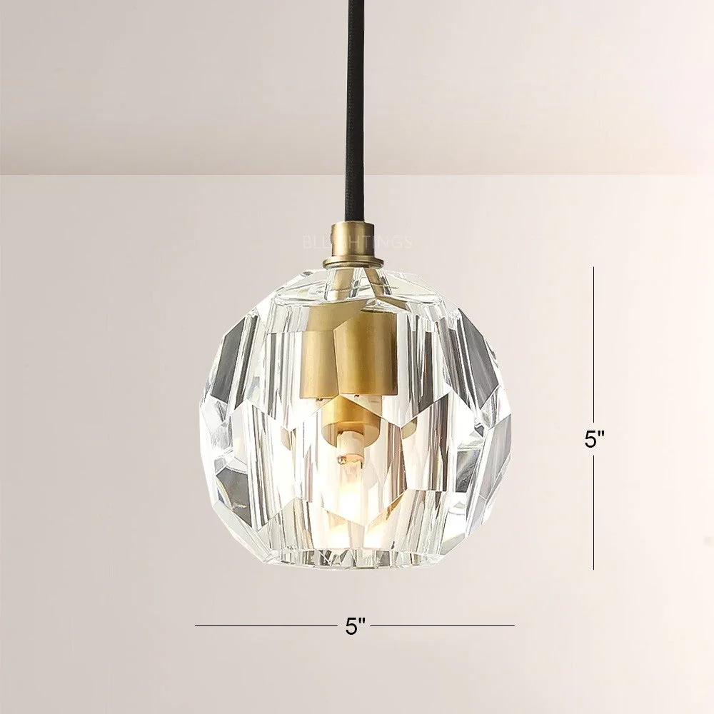 Crystal Globe Pendant Light G9 Brass Mini Ceiling Hanging Lamp - Image 12