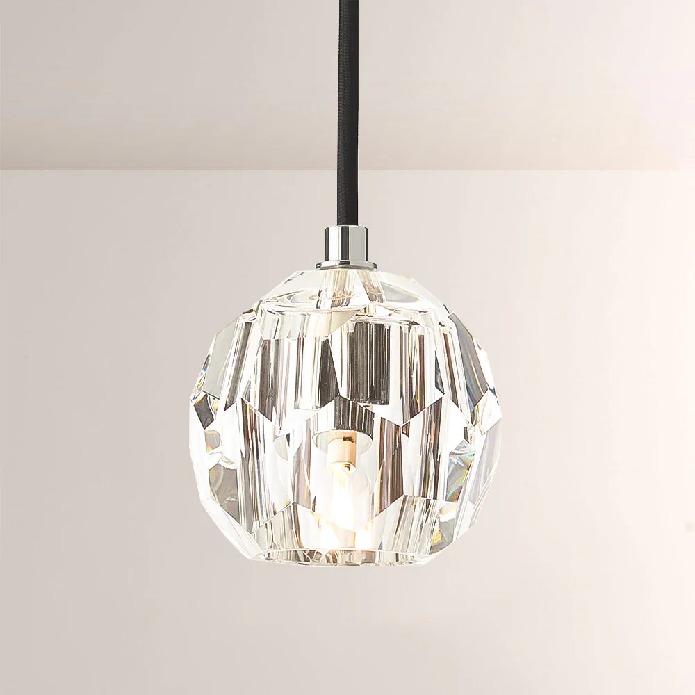 Crystal Globe Pendant Light G9 Brass Mini Ceiling Hanging Lamp - Image 3