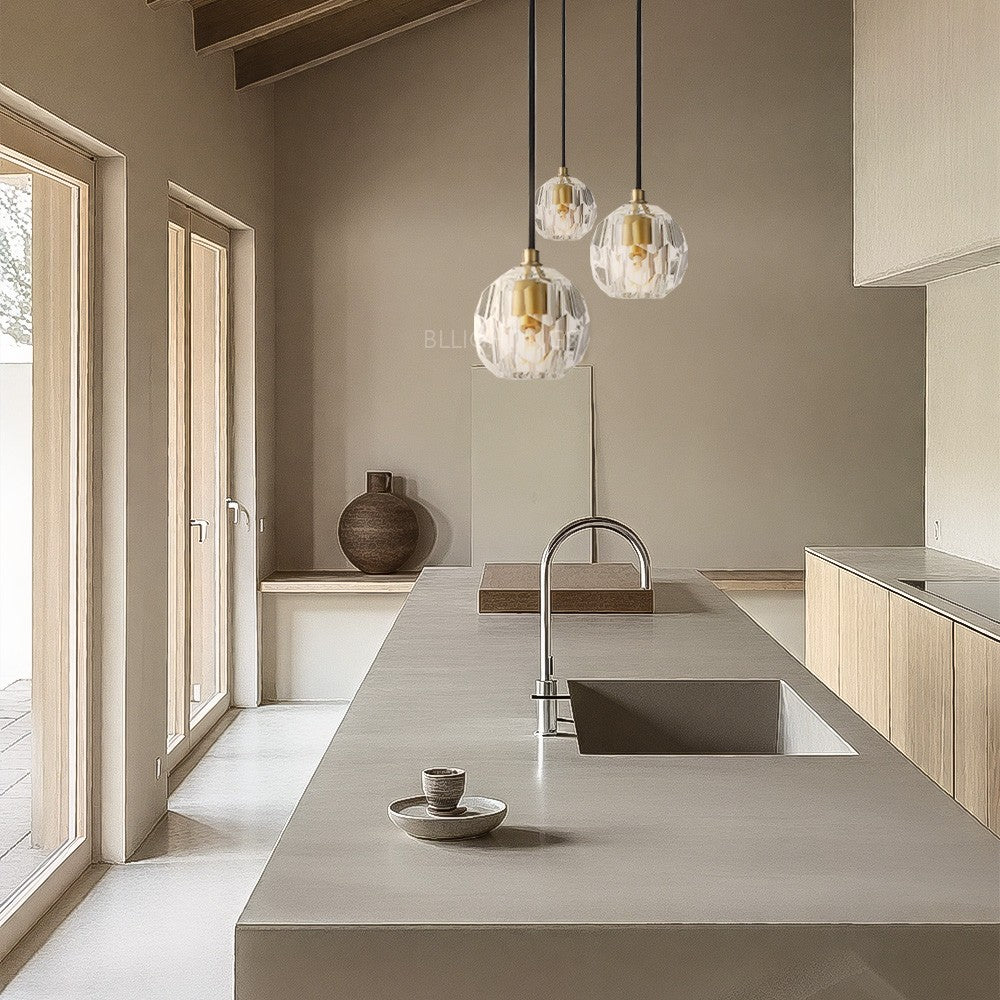 Crystal Globe Pendant Light G9 Brass Mini Ceiling Hanging Lamp - Image 7