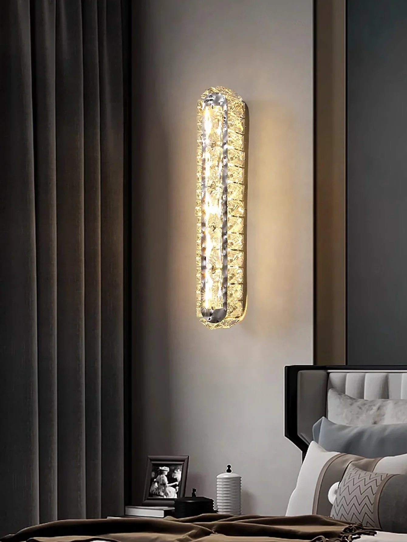Crystal Strip Wall Sconce Gold Silver LED Living Room Bedside Corridor Light - Image 3