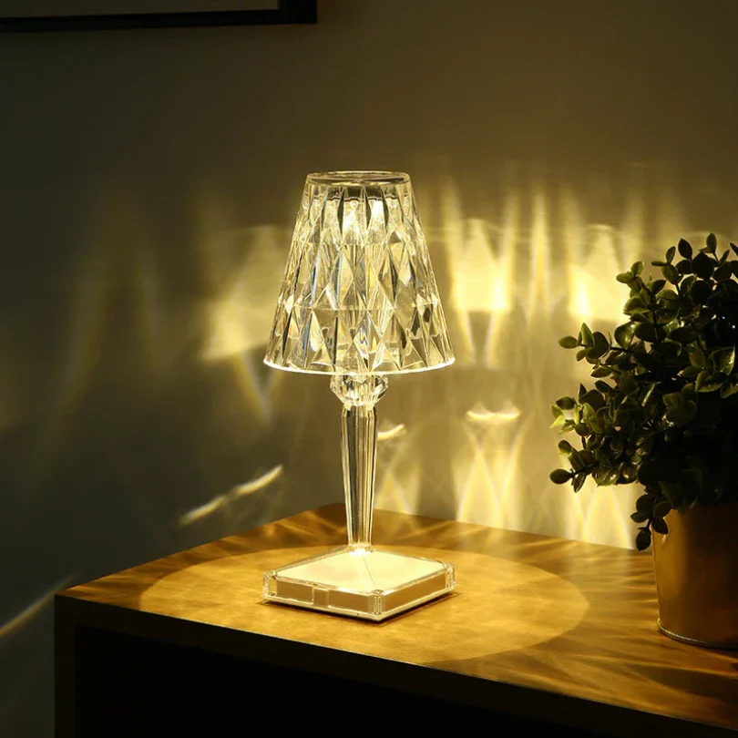 Crystal Table Lamp Luxury Bedside Nightstand Glam Lighting Decor - Image 9