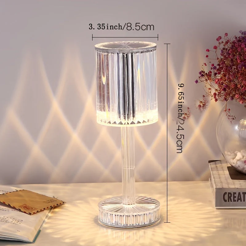 Crystal Touch Control Bedside Lamp – Dimmable USB LED Light with Rechargeable Battery - Image 3
