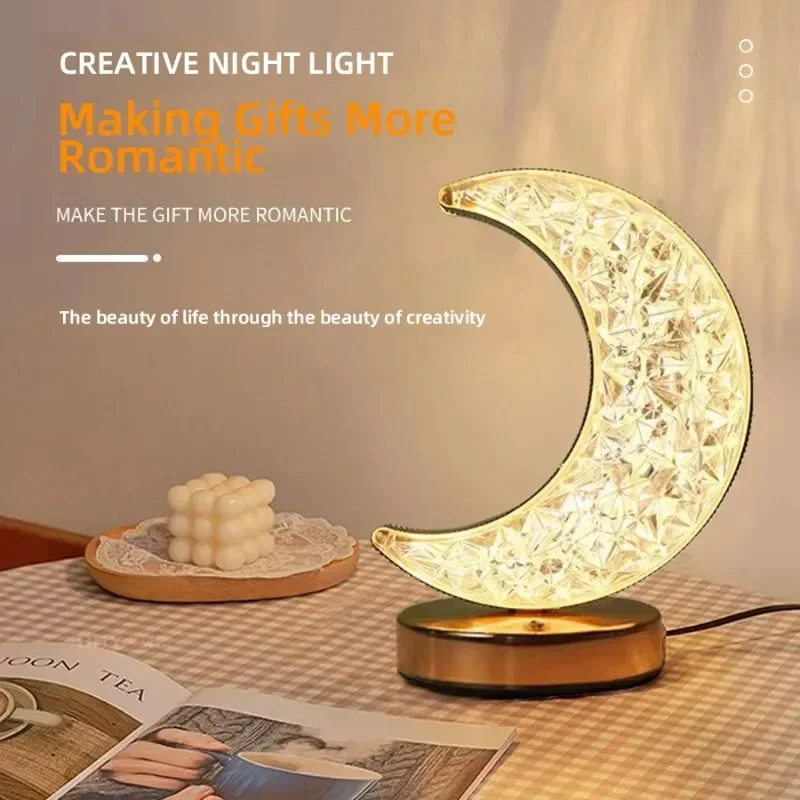 Crystal Touch LED Night Light – USB Dimmable Moon Lamp for Bedroom & Girls Room - Image 10
