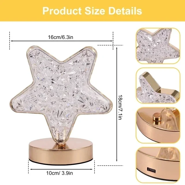 Crystal Touch LED Night Light – USB Dimmable Moon Lamp for Bedroom & Girls Room - Image 13