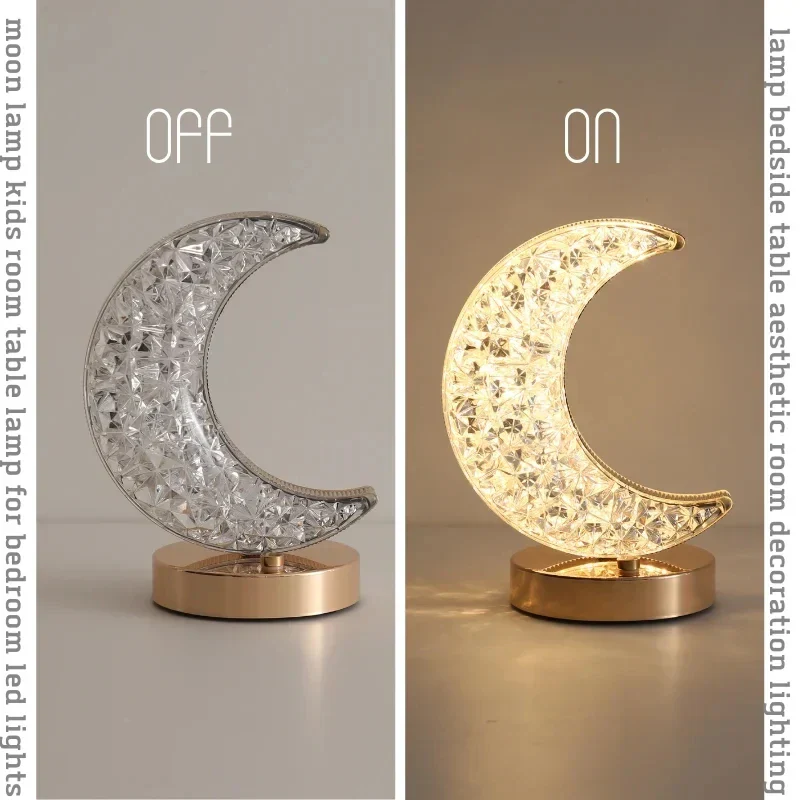Crystal Touch LED Night Light – USB Dimmable Moon Lamp for Bedroom & Girls Room - Image 3
