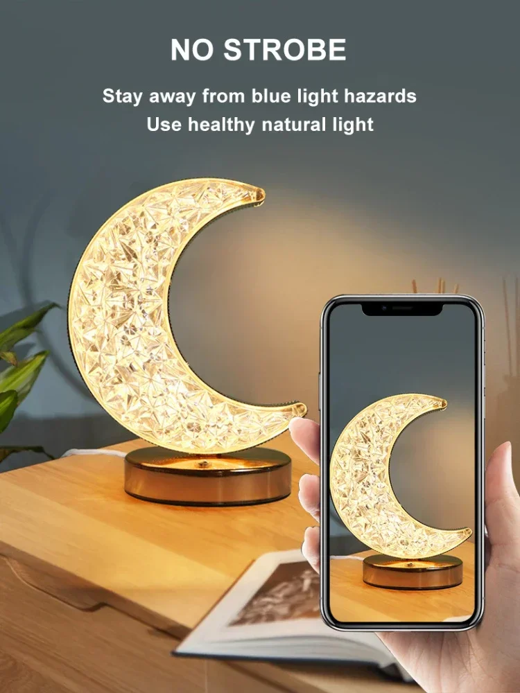 Crystal Touch LED Night Light – USB Dimmable Moon Lamp for Bedroom & Girls Room - Image 4