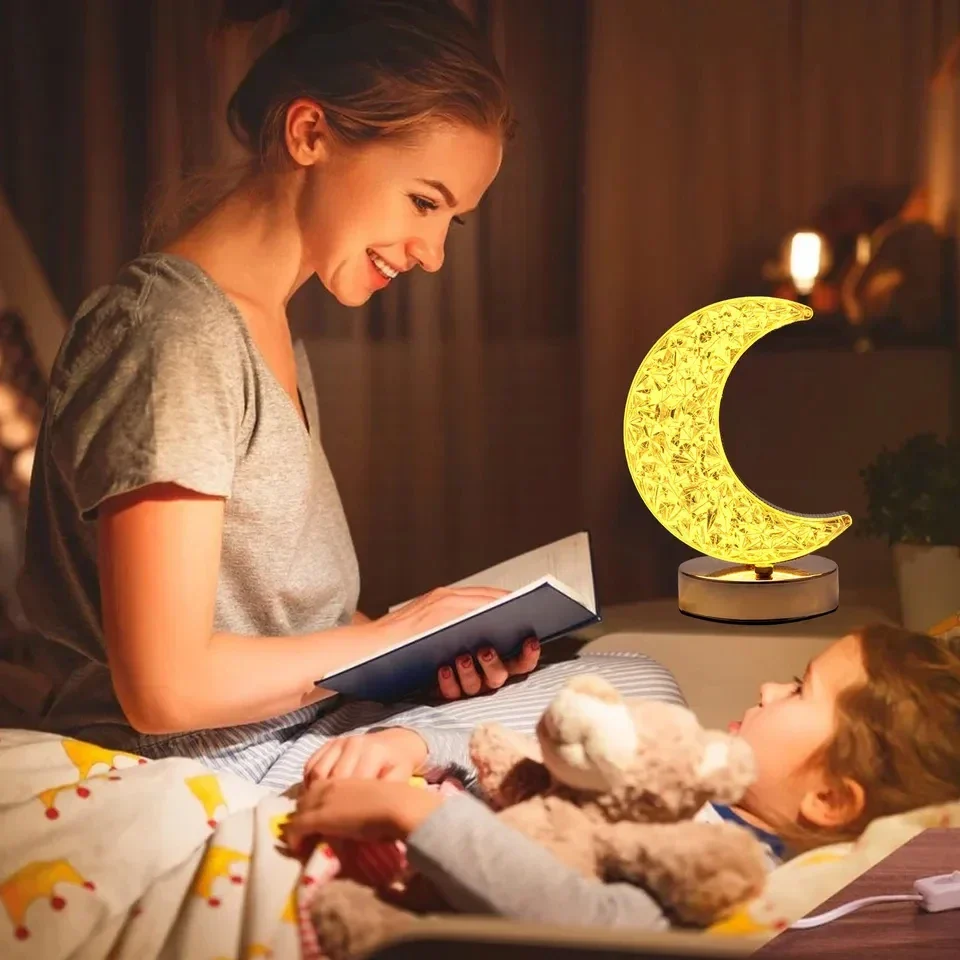 Crystal Touch LED Night Light – USB Dimmable Moon Lamp for Bedroom & Girls Room - Image 6