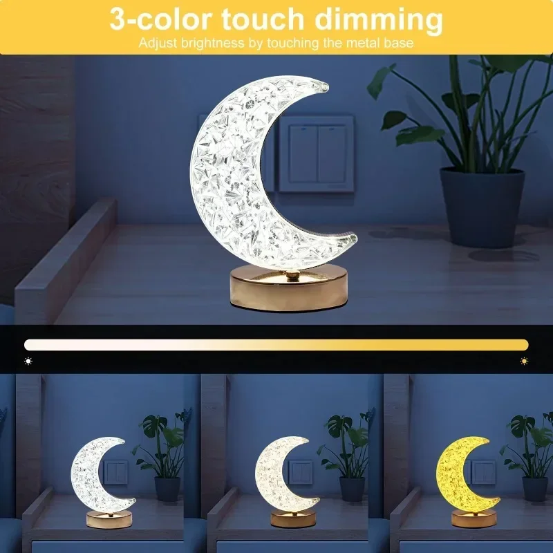 Crystal Touch LED Night Light – USB Dimmable Moon Lamp for Bedroom & Girls Room - Image 9