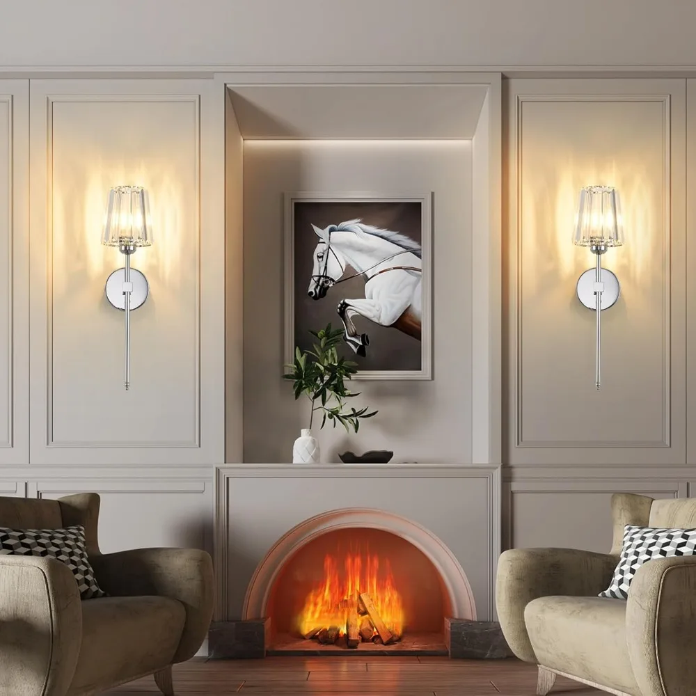 Crystal Wall Lamp 1/2PCS – RGB Dimmable Wireless Sconce with Remote for Bedroom - Image 5