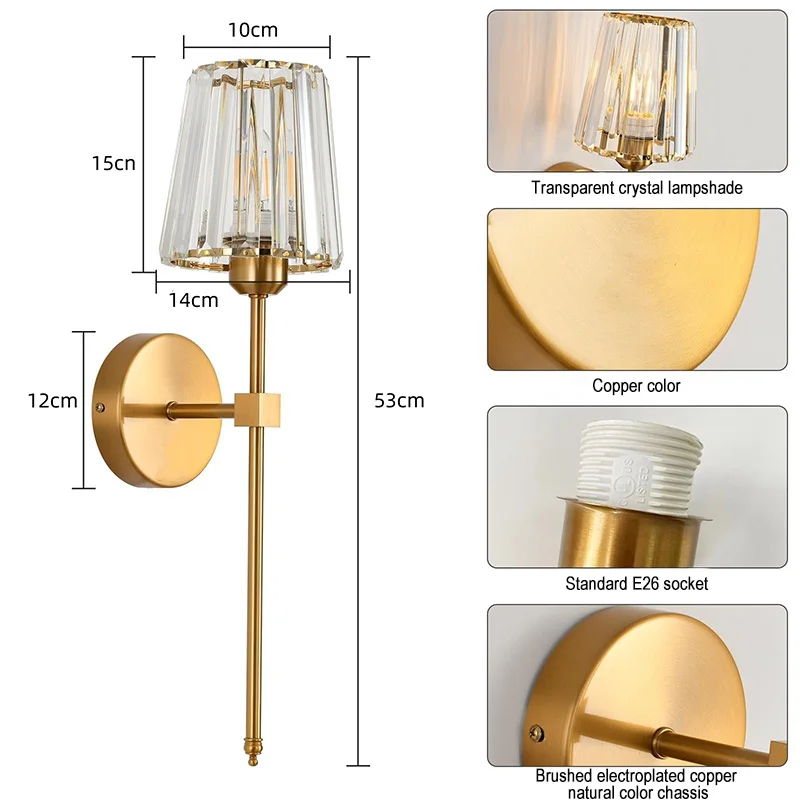 Crystal Wall Lamp 1/2PCS – RGB Dimmable Wireless Sconce with Remote for Bedroom - Image 6