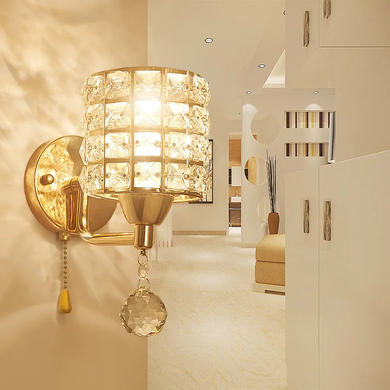 Crystal Wall Lamp – Gold/Silver Decorative Sconce Light for Bedroom & Living Room - Image 2