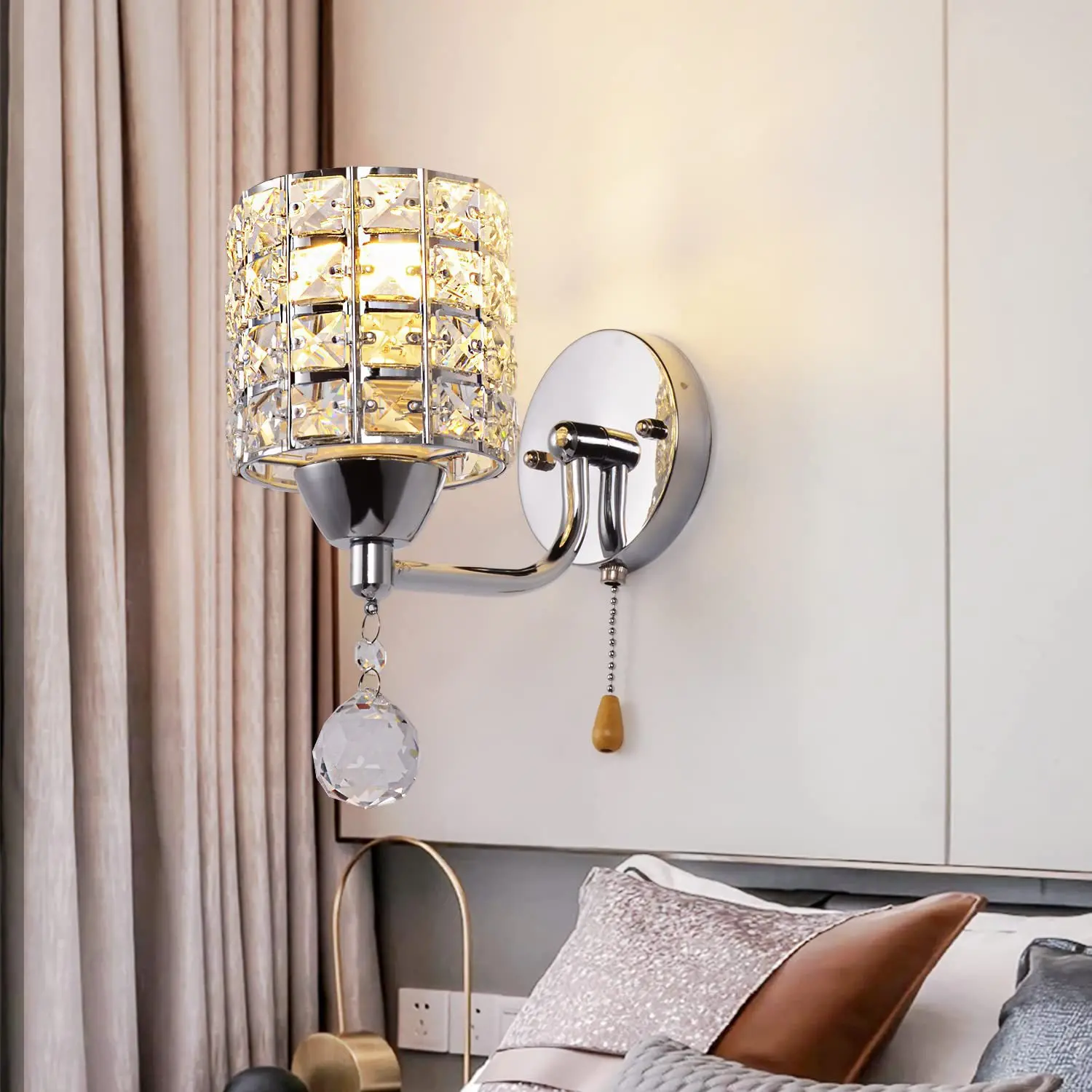 Crystal Wall Lamp – Gold/Silver Decorative Sconce Light for Bedroom & Living Room - Image 3