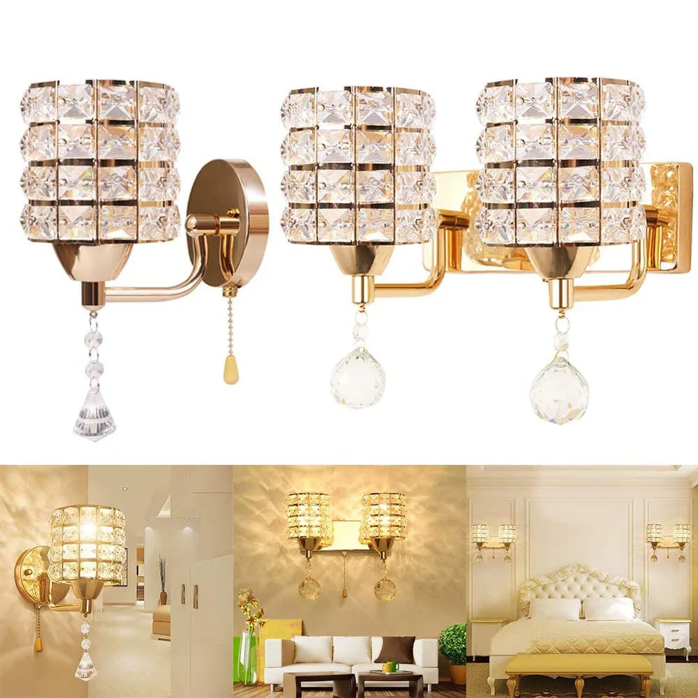 Crystal Wall Lamp – Gold/Silver Decorative Sconce Light for Bedroom & Living Room - Image 6