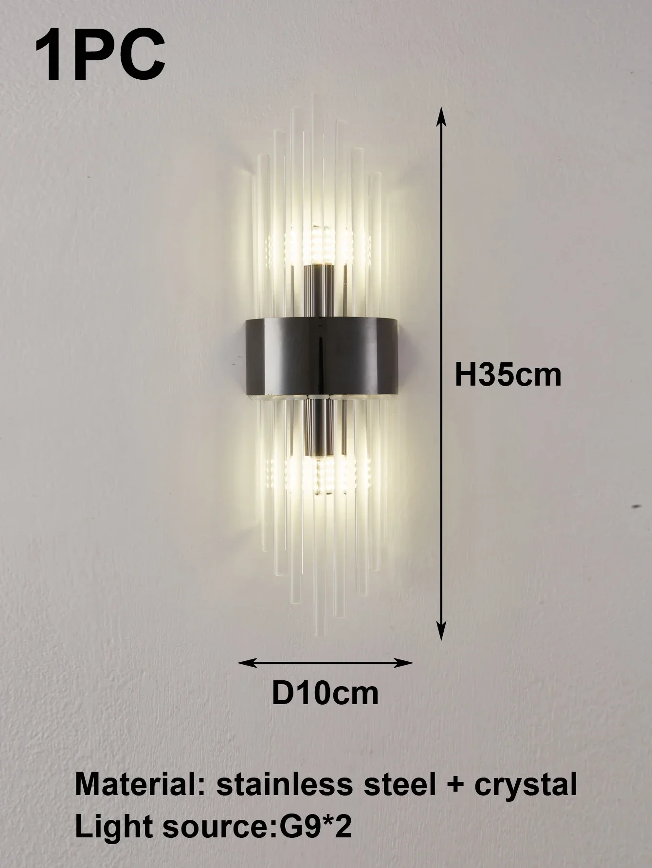 Crystal Wall Sconce G9 – Gold/Black Stainless Steel Light for Bedroom & Living Room - Image 8