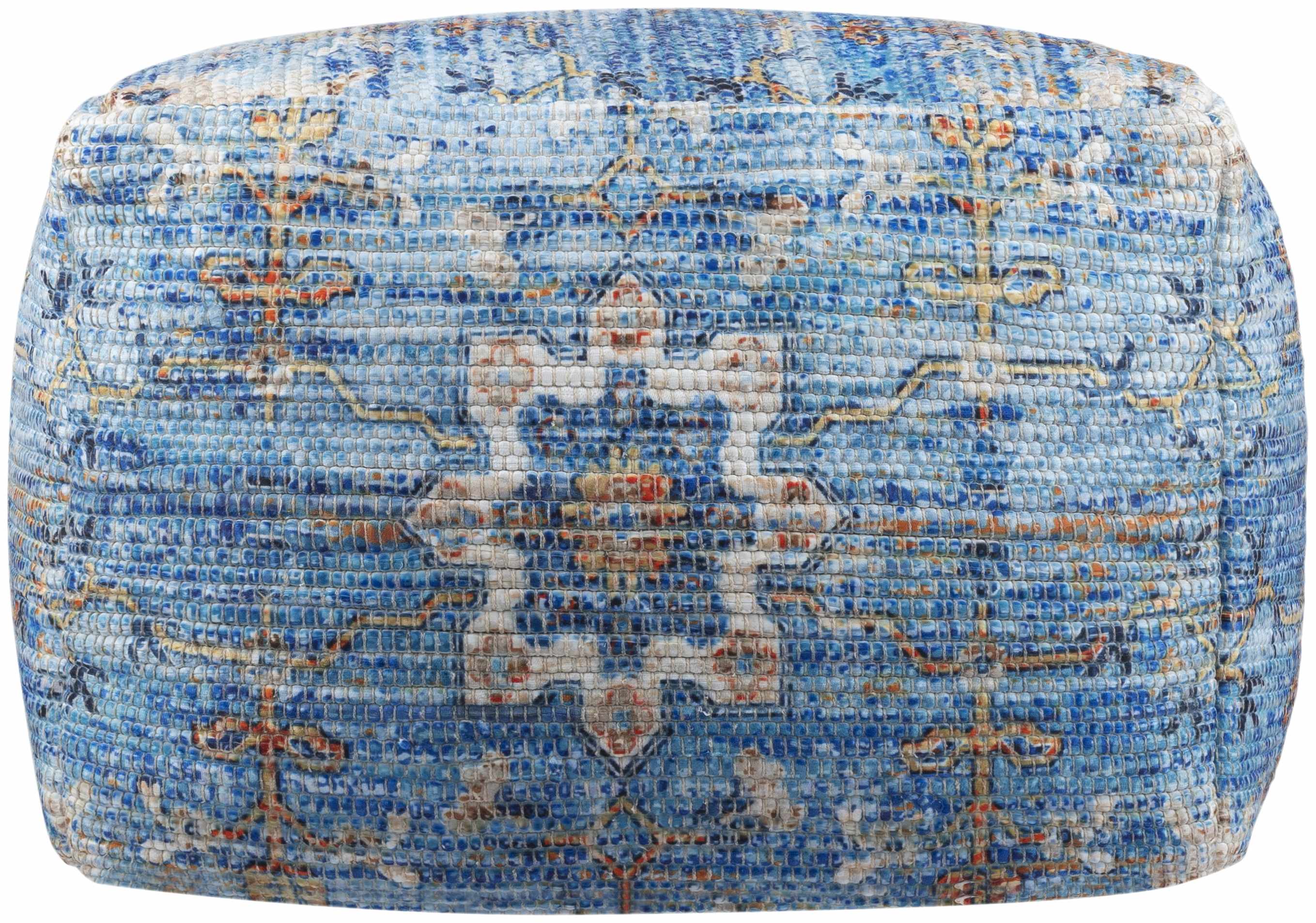 Cuddington Sky Blue Woven Pouf - Image 4
