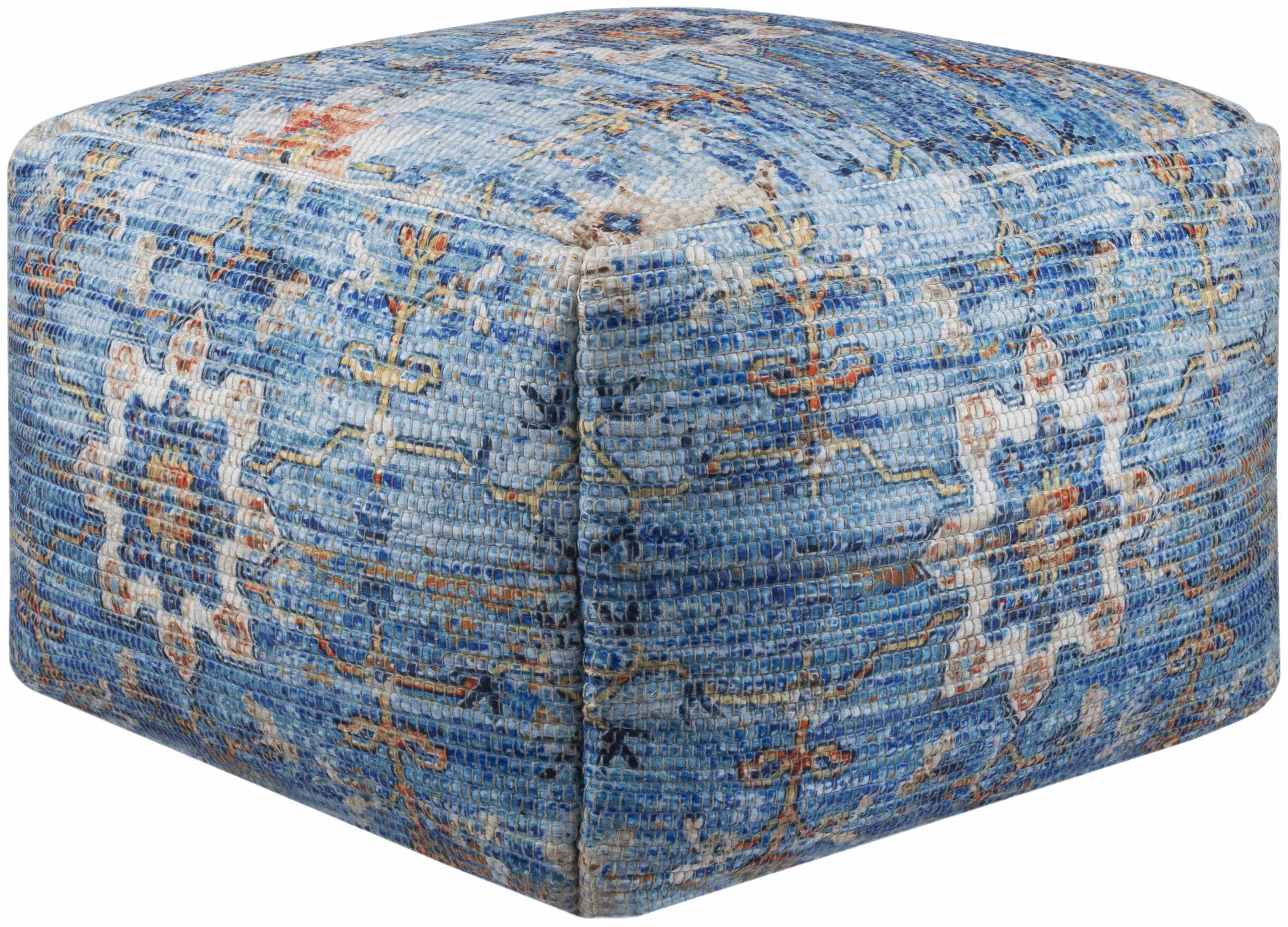 Cuddington Sky Blue Woven Pouf - Image 5