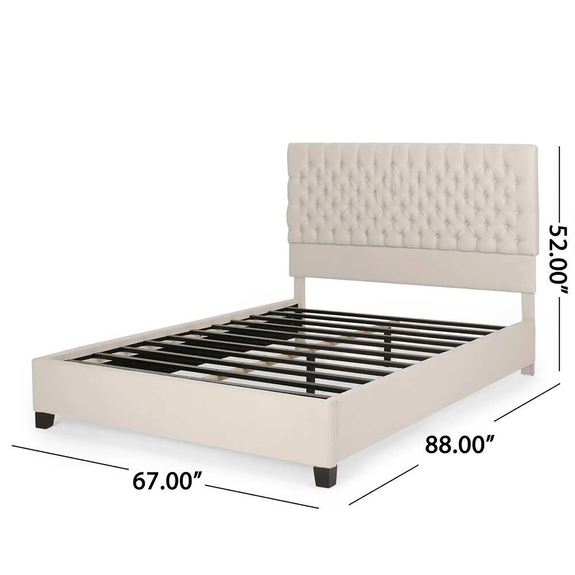 Cumulus Fully Upholstered Fabric Queen Bed Set - Ivory - Image 2